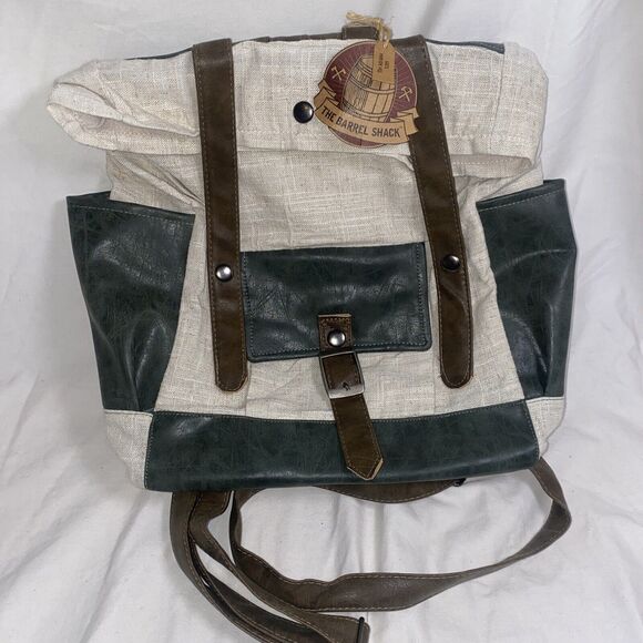 new The Barrel Shack Handcrafted “The Adrianna” Bag Tote Backpack Boho Linen - Picture 1 of 10
